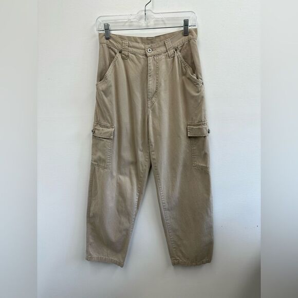 Vintage 90’s Bill Blass Beige Tan Wide Leg Cargo Pants High Rise Size S - Picture 4 of 9